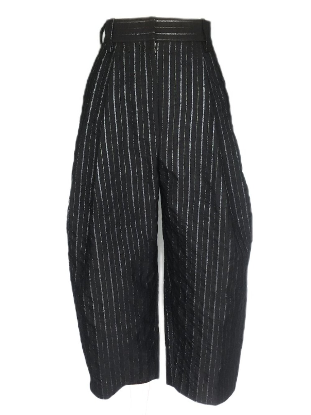 Marc Jacobs Black Wide Leg Pants 4 2 0 XS Barrel High Rise Striped Pleated